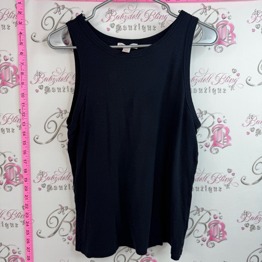 Joe Fresh tank top stretchy soft navy dark blue Ribbed Tank Top